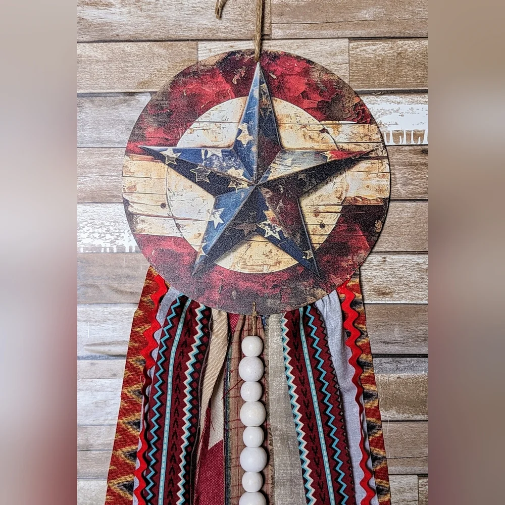 New Handcrafted Shabby Chic Americana Wall Hanging - Picture 3 of 7